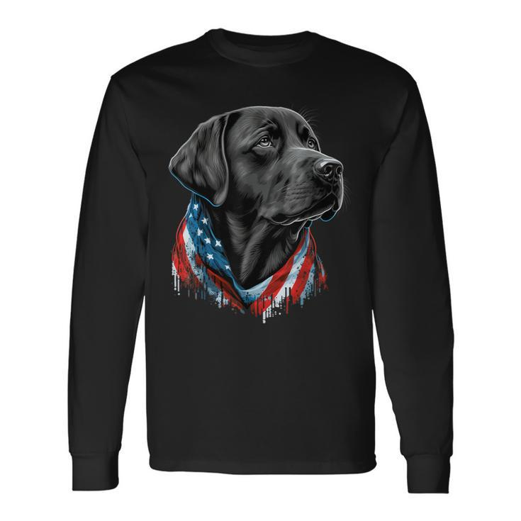 Usa 4Th Of July Black Patriotic American Labrador Retriever Long Sleeve T-Shirt