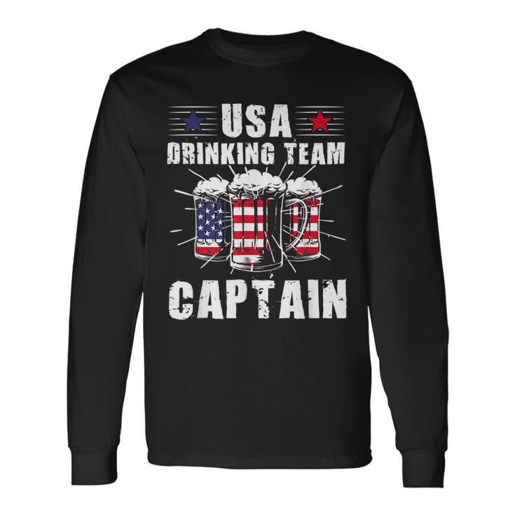 Usa Drinking Team Captain 4Th Of July Patriotic Long Sleeve T-Shirt