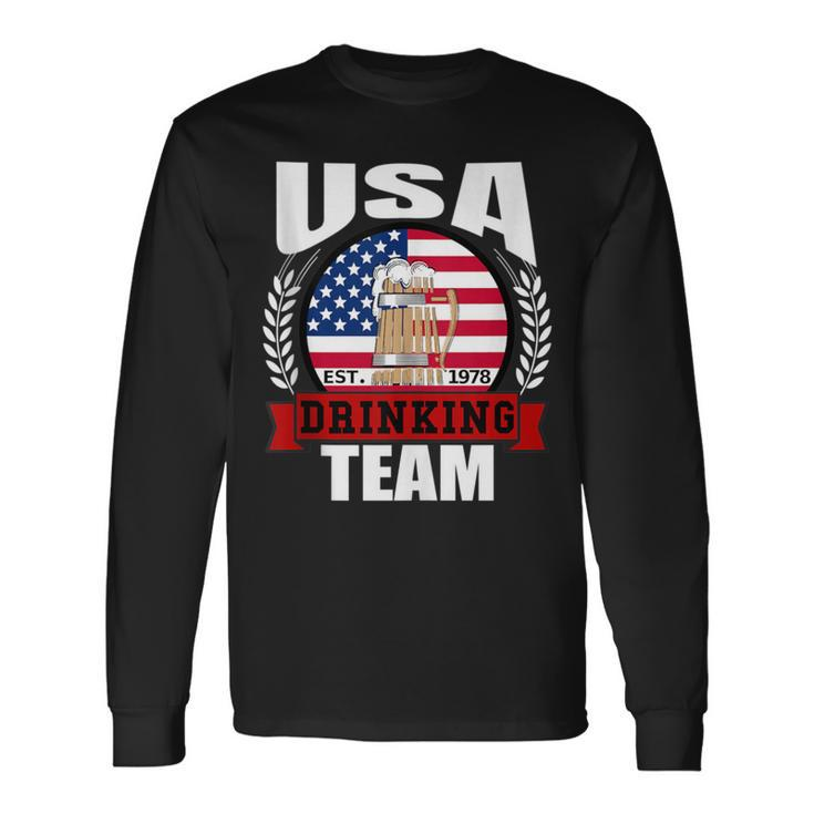Usa Drinking Team American Flag 4Th Of July Idea Long Sleeve T-Shirt