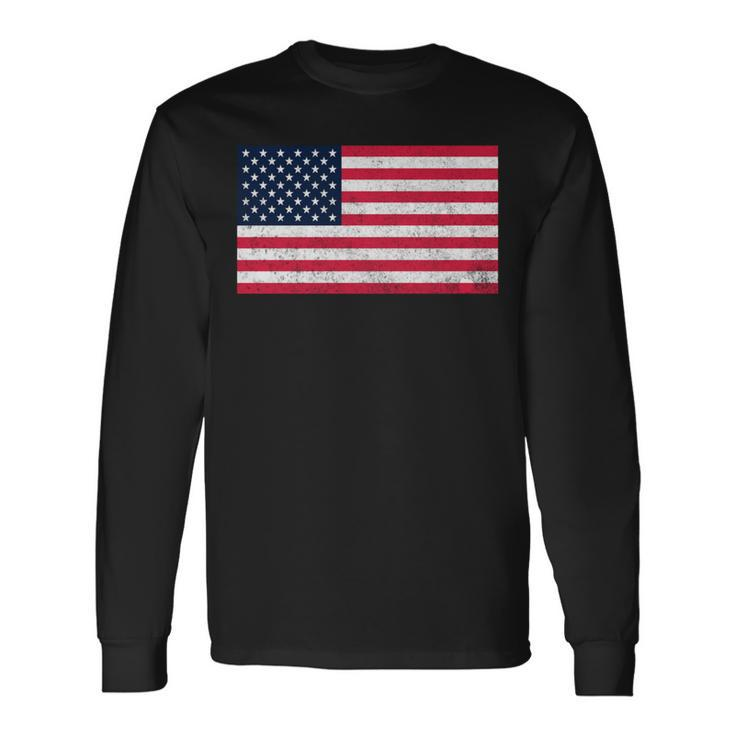 Usa Flag 4Th Of July American Red White Blue Star Vintage Long Sleeve T-Shirt