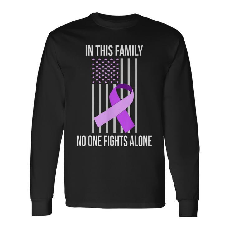 Usa Flag Alzheimer Ribbon Alzheimer Disease Awareness Long Sleeve T-Shirt