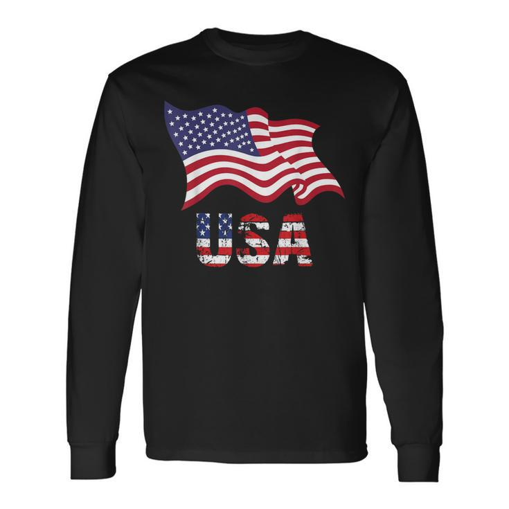 Usa Flag American United States Of America 4Th Of July Long Sleeve T-Shirt