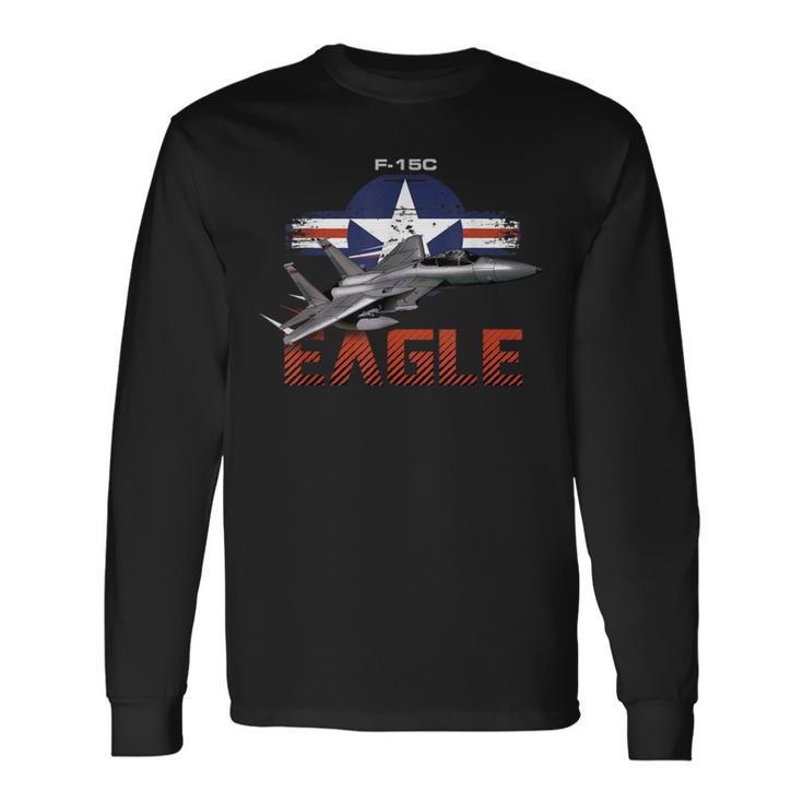 Usa Military Warbird F15 Eagle Military Airplane Long Sleeve T-Shirt