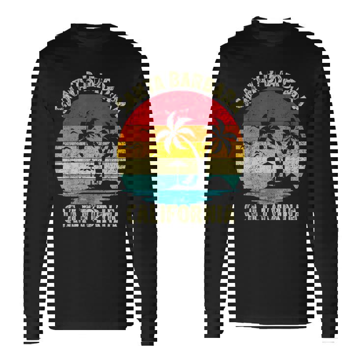 Vacaciones Familiaresintage Retro California Santa Barbara Beach Camiseta de manga larga