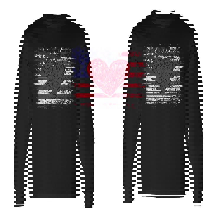 Valentines Day Heart American Flag T Shirt - Lots Of Hearts