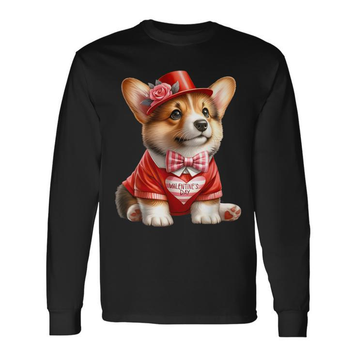 Valentines Day Corgi Heart Couples Love Corgi Dog Lovers Long Sleeve T-Shirt Gifts ideas