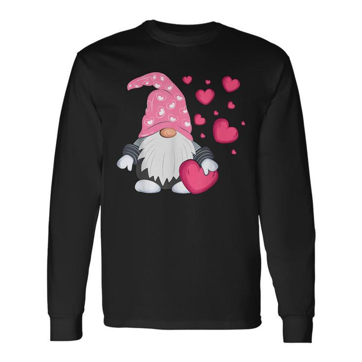Valentine's Day Gnome Love Holding Red Heart Long Sleeve T-Shirt