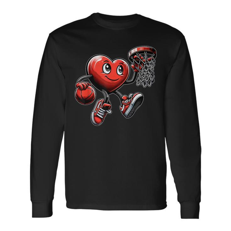Valentine's Day Heart Basketball Team Player Long Sleeve T-Shirt Gifts ideas