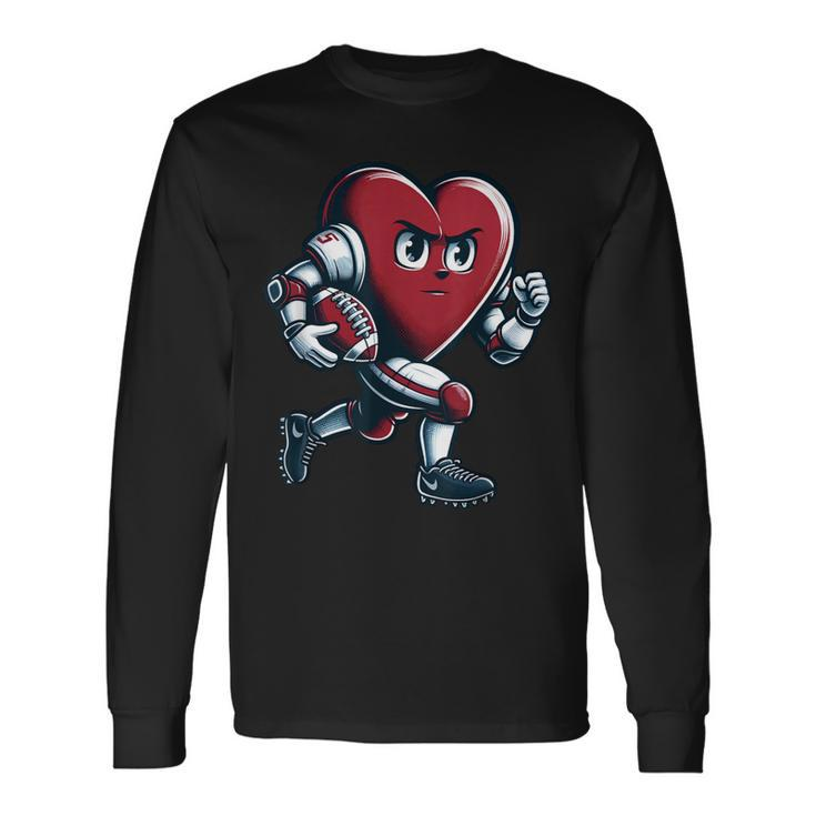 Valentine's Day Heart Football Player Team Sports Long Sleeve T-Shirt