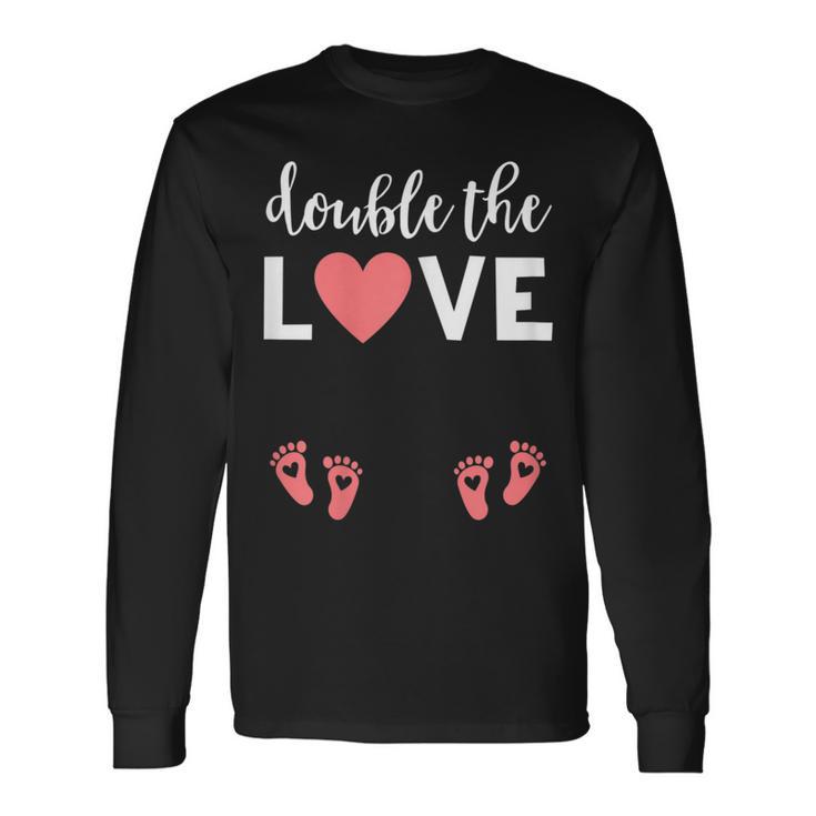 Valentines Day Twin Pregnancy Announcement Valentine Long Sleeve T-Shirt