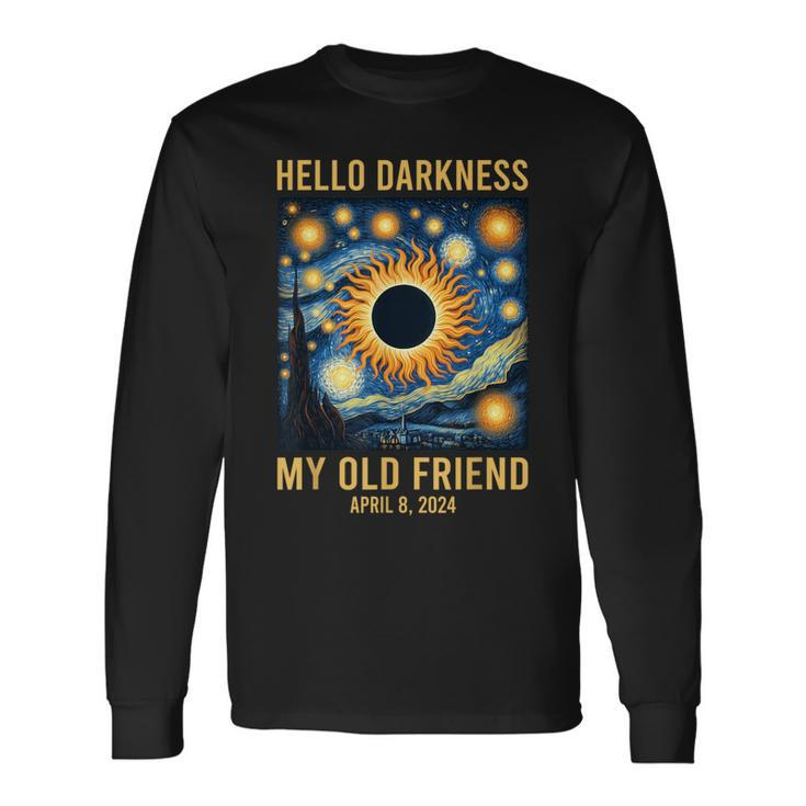 Van Gogh Starry Night Hello Darkness Solar Eclipse 2024 Long Sleeve T-Shirt