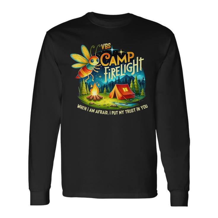 Vbs Camp Firework 2024 Camp Firelight Vacation Bible School Long Sleeve T-Shirt