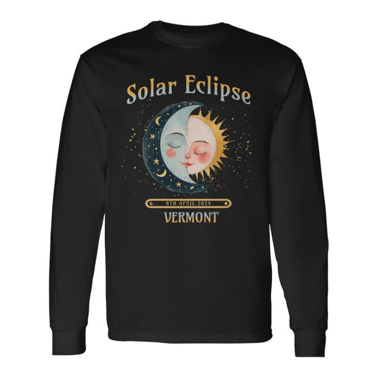 Vermont Total Solar Eclipse 2024 Totality Souvenir Retro Long Sleeve T-Shirt