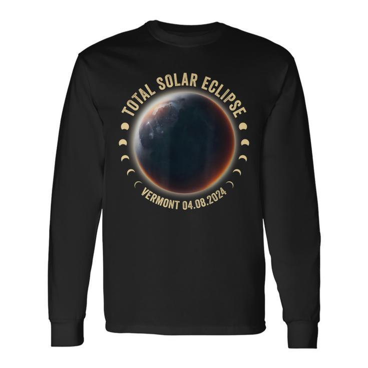Vermont Total Solar Eclipse April 8 2024 Astronomy Fans Long Sleeve T-Shirt Gifts ideas