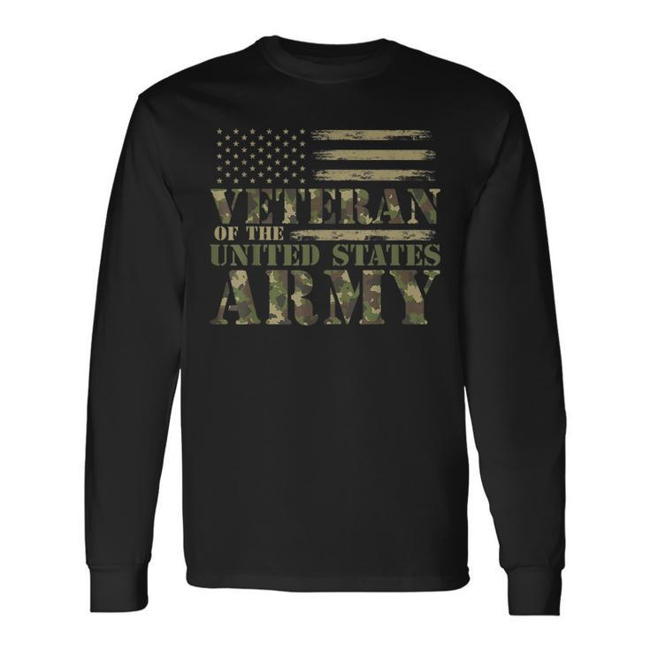 Veteran Of The United States Army Camouflage Us Flag Veteran Long Sleeve T-Shirt