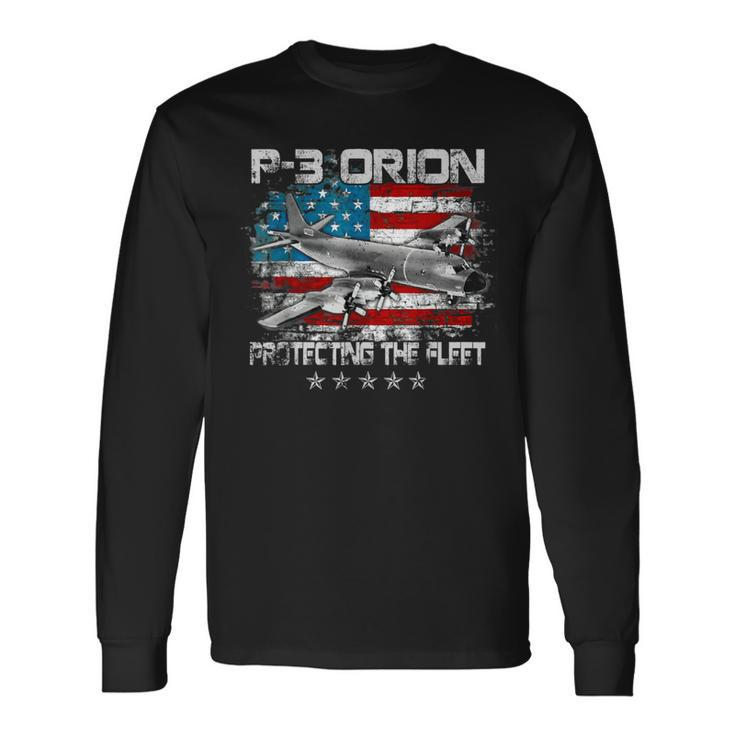Veterans Day P3 Orion Sub Hunter Asw Airplane Vintage Long Sleeve T-Shirt
