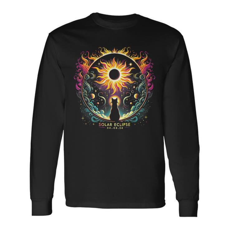 View Totality April 8 2024 Solar Eclipse Cat Lover Astronomy Long Sleeve T-Shirt