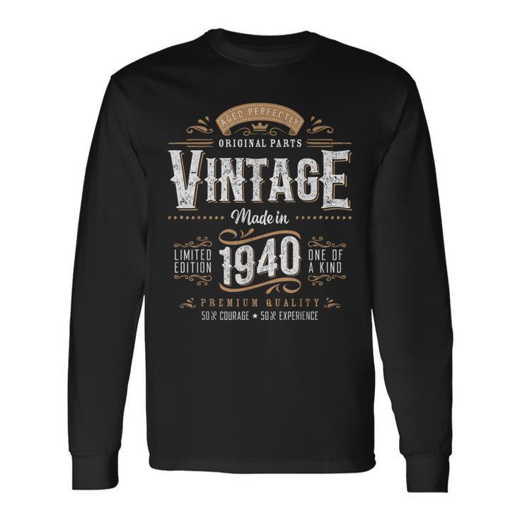 Vintage 1940 84Th Birthday Decoration 84 Year Old Men Long Sleeve T-Shirt