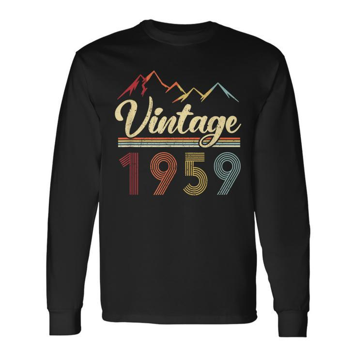 Vintage 1959 Retro Mountains 64Th Birthday Long Sleeve T-Shirt