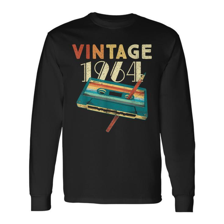 Vintage 1964 Music Cassette 60Th Birthday 60 Years Old Long Sleeve T-Shirt