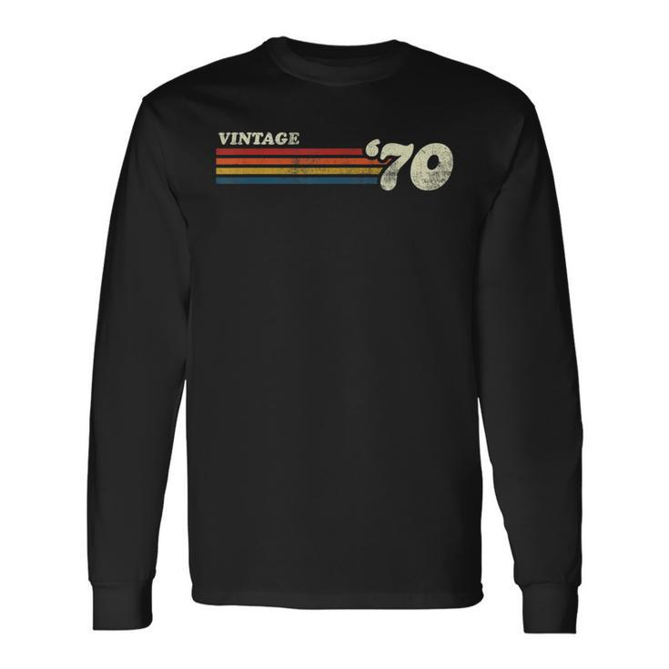 Vintage 1970 Chest Stripe Birthday Long Sleeve T-Shirt