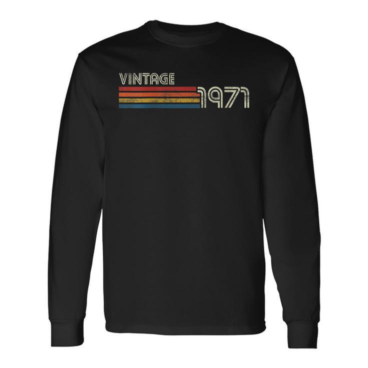 Vintage 1971 Chest Stripe Birthday Long Sleeve T-Shirt