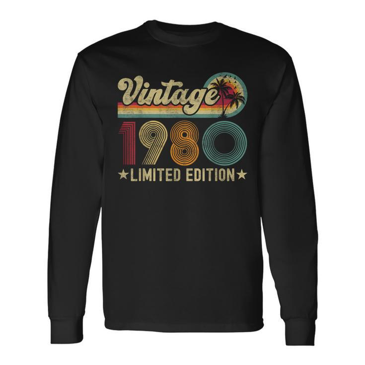 Vintage 1980 44 Year Old 44Th Birthday For Women Long Sleeve T-Shirt