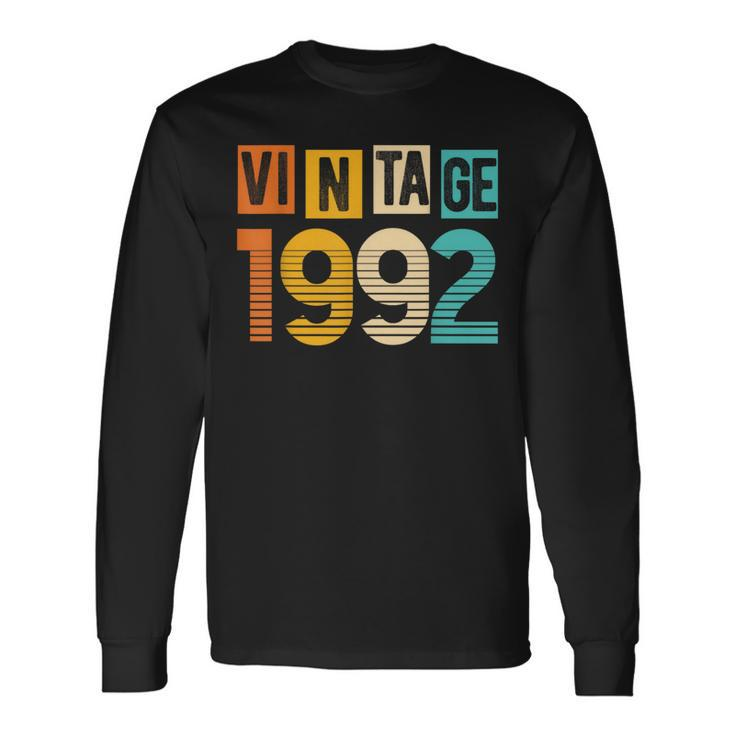 Vintage 1992 Retro Cassette Birthday Party Anniversary Long Sleeve T-Shirt