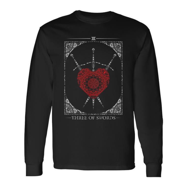 Vintage 3 Of Swords Tarot Card Long Sleeve T-Shirt