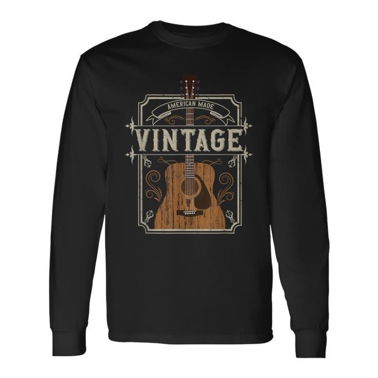 Vintage Acoustic Guitar Collector Retro Guitarist Long Sleeve T-Shirt