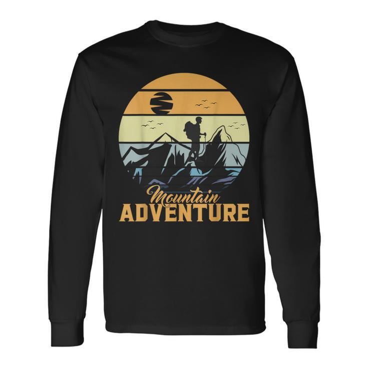 Vintage Adventure Awaits Explore The Mountains Camping Long Sleeve T-Shirt