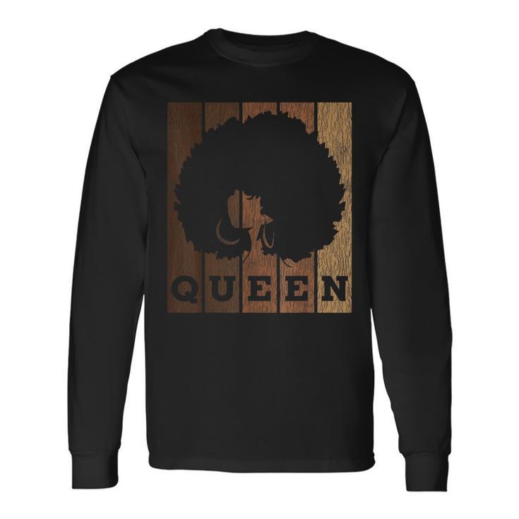 Vintage African Afro Queen Pride Melanin Black Queen Girl Long Sleeve T-Shirt