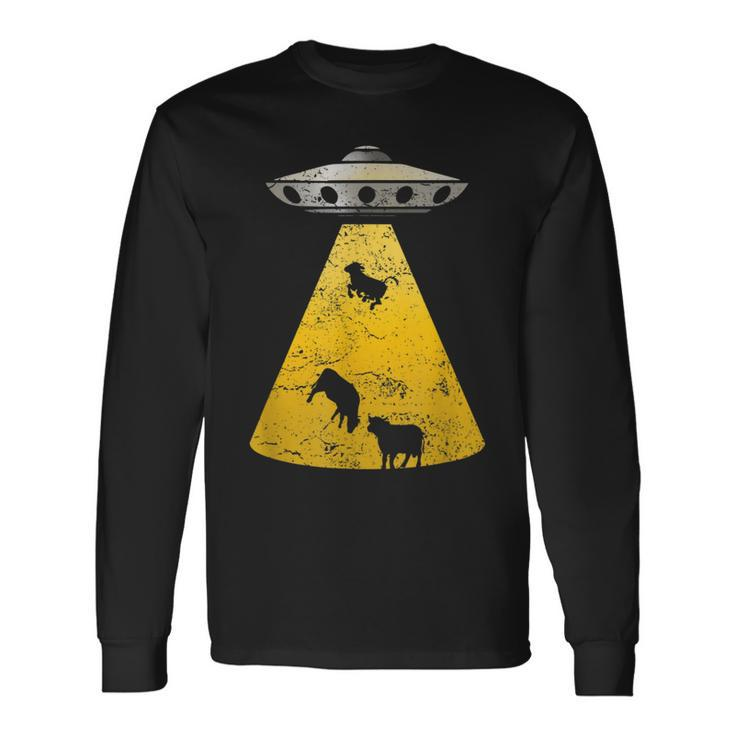 Vintage Alien Ufo Cow Abduction Roswell Retro T Yellow Long Sleeve T-Shirt