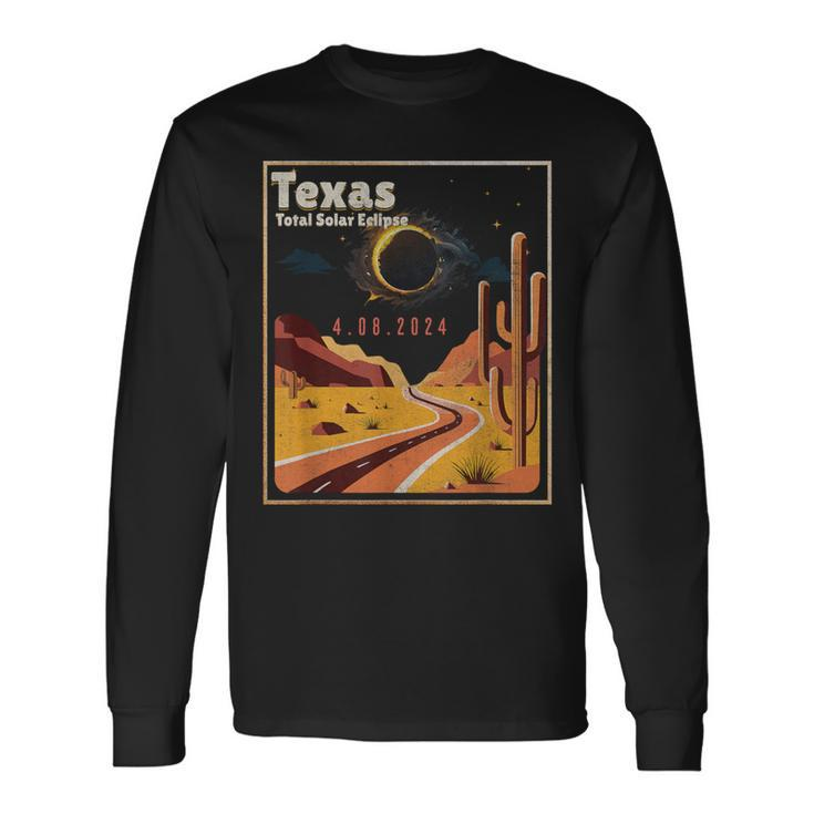 Vintage America Totality Texas Total Solar Eclipse 40824 Long Sleeve T-Shirt