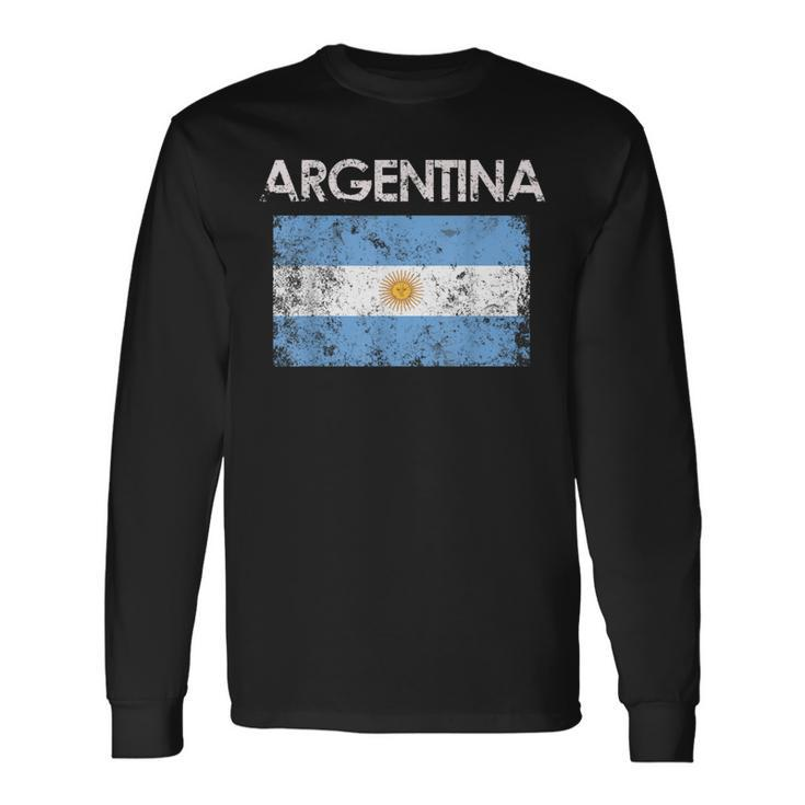 Vintage Argentina Argentinian Flag Pride Long Sleeve T-Shirt