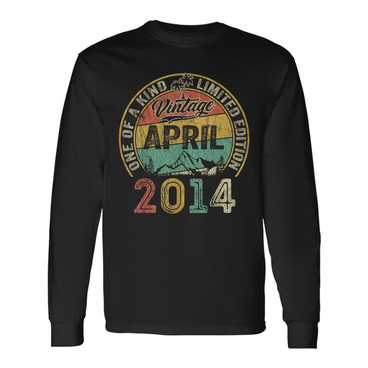 Vintage Awesome Since April 2014 10Th Birthday For Boy Long Sleeve T-Shirt