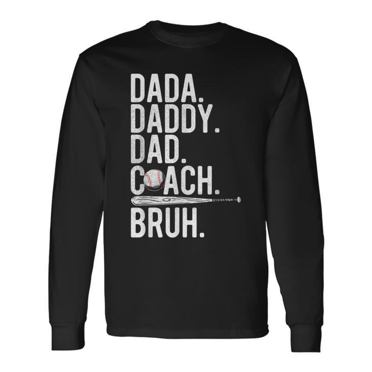 Vintage Baseball Coach Dad Fathers Day Family Humor Long Sleeve T-Shirt