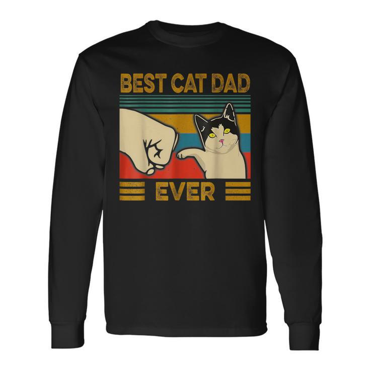Vintage Best Cat Dad Ever Bump Fit Langarmshirts Geschenkideen