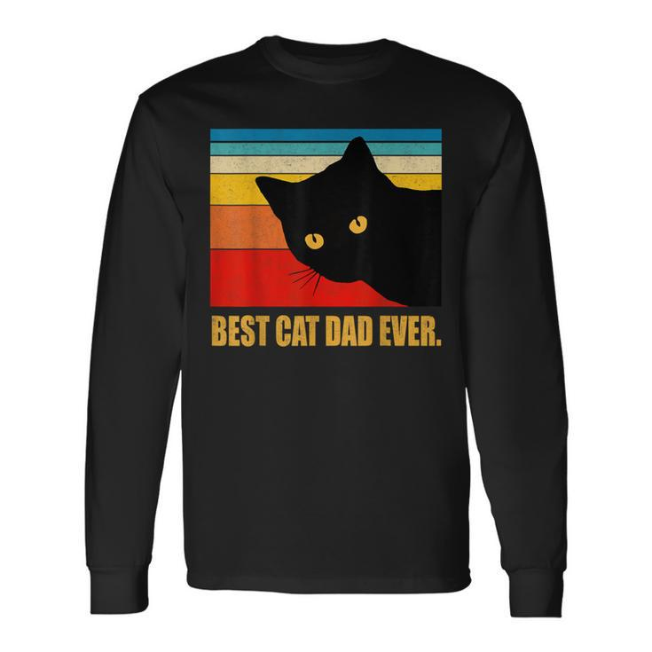 Vintage Best Cat Dad Ever Daddy Fathers Day Long Sleeve T-Shirt