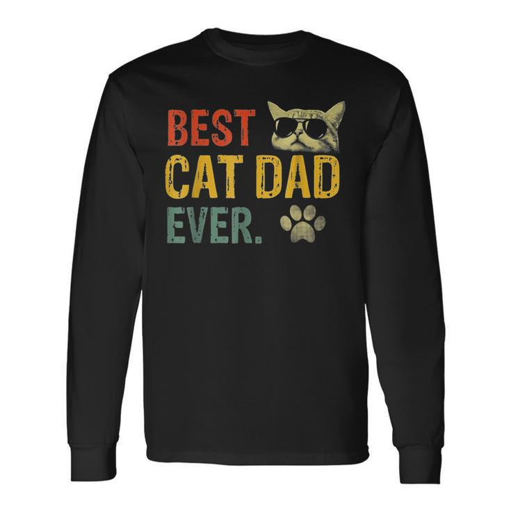 Vintage Best Cat Dad Ever Cat Daddy Long Sleeve T-Shirt
