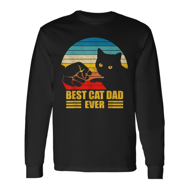 Vintage Best Cat Dad Ever Cat Daddy Father Day Long Sleeve T-Shirt