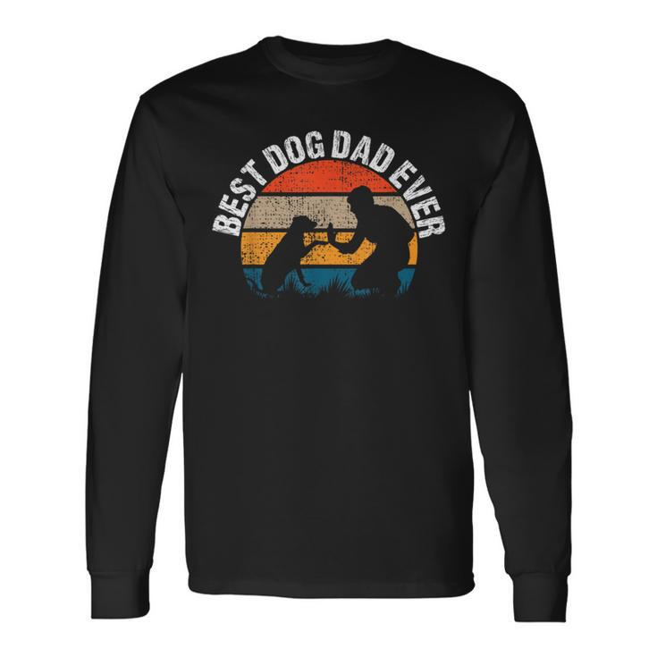 Vintage Best Dog Dad Ever Retro Fist Pump Puppy Doggy Langarmshirts Geschenkideen