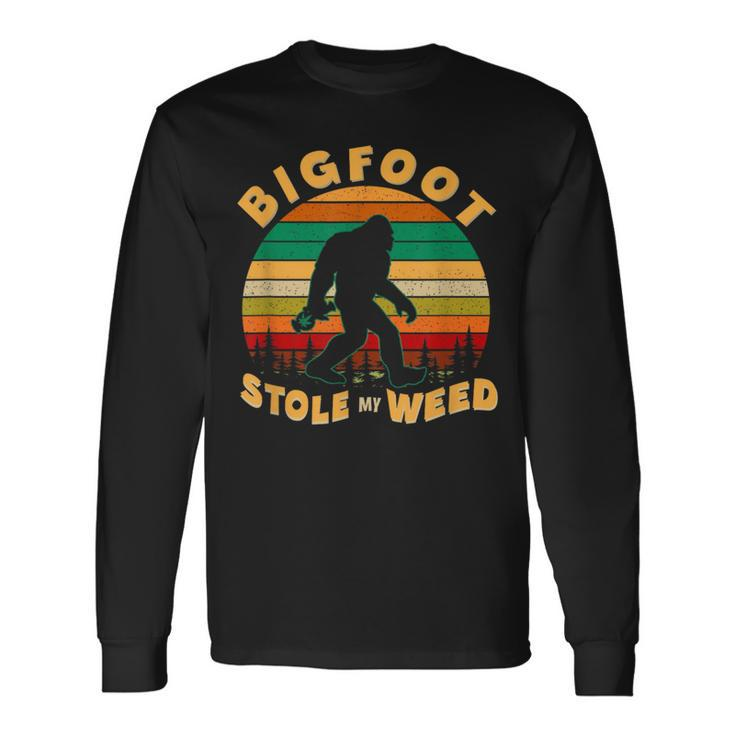 Vintage Bigfoot Stole My Weed 420 Marijuana Men Long Sleeve T-Shirt