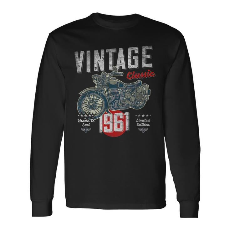 Vintage Born 1961 60Th Birthday Classic Retro Motorcycle Long Sleeve T-Shirt