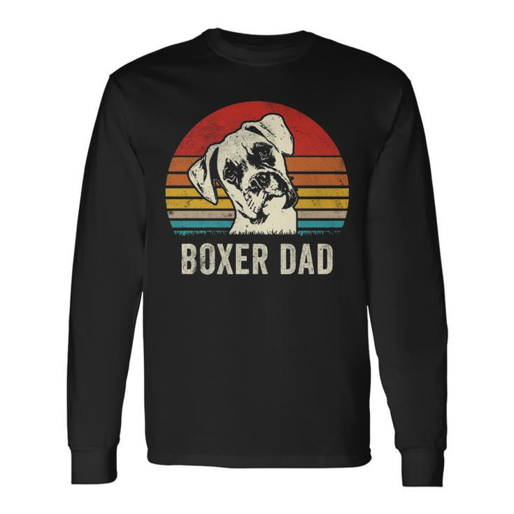 Vintage Boxer Dad Ever Daddy Dog Dad Father Long Sleeve T-Shirt