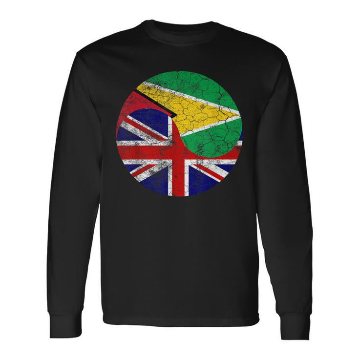Vintage British & Guyanese Flags Uk And Guyana Long Sleeve T-Shirt