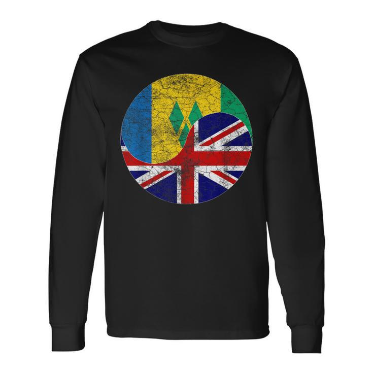 Vintage British & St Vincent And The Grenadines Flags Long Sleeve T-Shirt