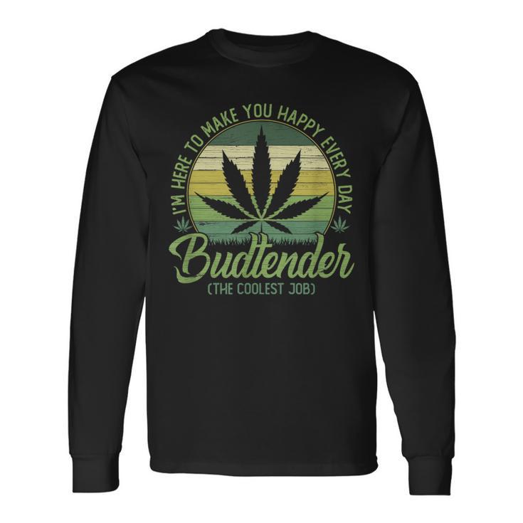 Vintage Budtender Coolest Job Marijuana Weed Supporters Long Sleeve T-Shirt