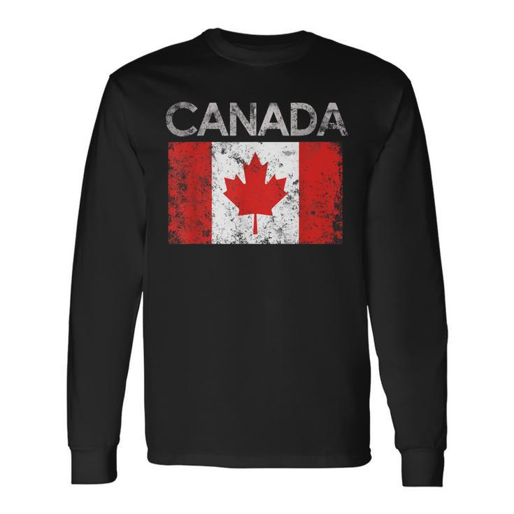 Vintage Canada Canadian Flag Pride Langarmshirts Geschenkideen