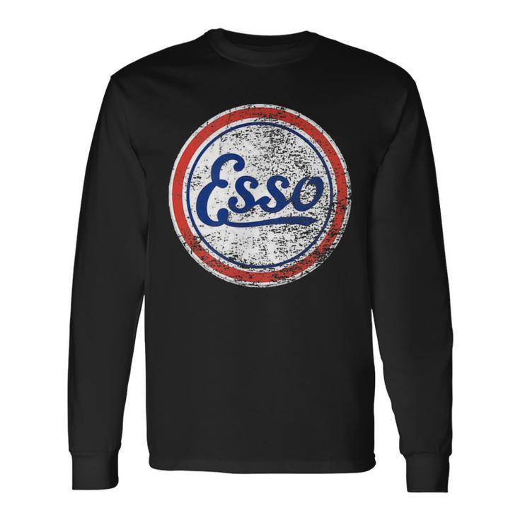 Vintage Car Esso Gas Station And Womens Long Sleeve T-Shirt